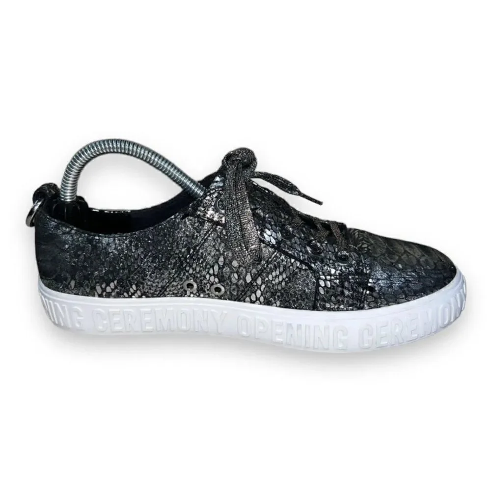Opening Ceremony Mina Logo Metallic/Black Snake Skin Print‎ Sneakers Women's 6